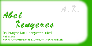 abel kenyeres business card